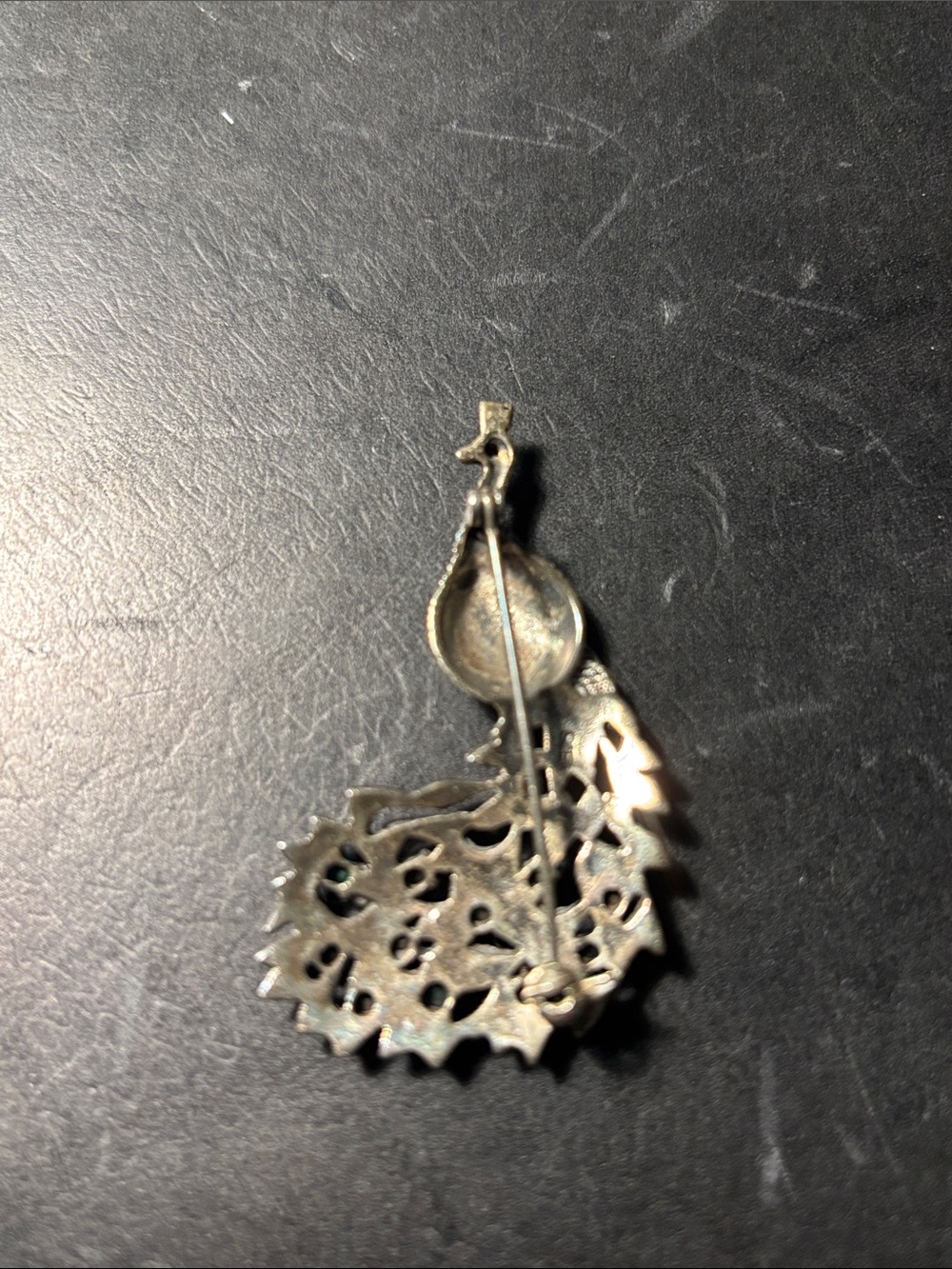 Sterling silver peacock pin with semi precious stones and marcasite - Picture 2 of 3